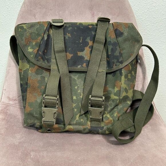 Other - Schulze Brakel Rucksack German Canvas Military Field Bag Carry Buckle Camouflage